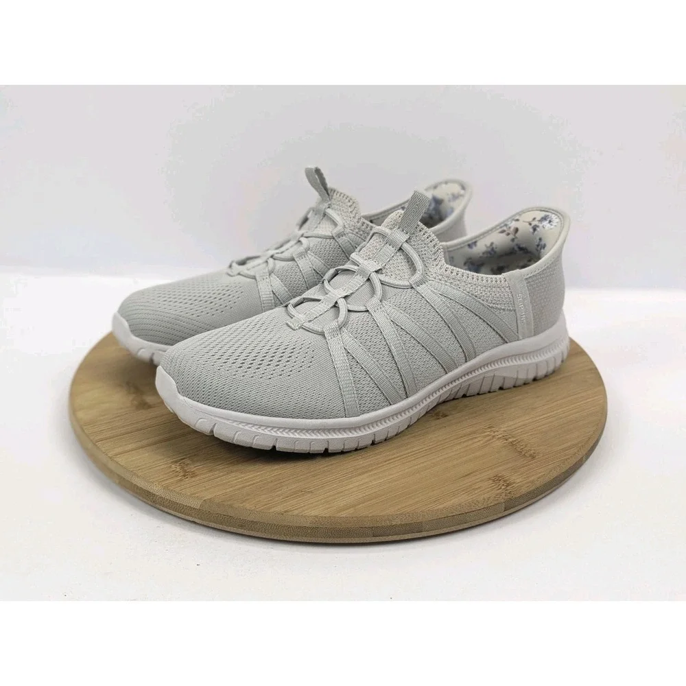 Sketchers Slip Ins Hands Free Shoes Womans 9 Gray Air Cooled Memory Washable